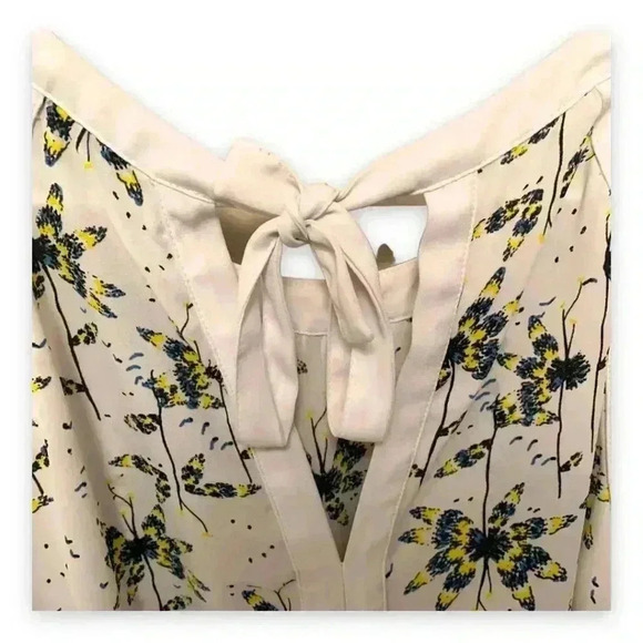 Collective Concept High Neck Sleeveless White Floral Tie-Back Sleeveless Blouse - Picture 6 of 12